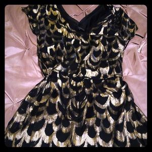 Glam Fancy mini gold & black dress size small.